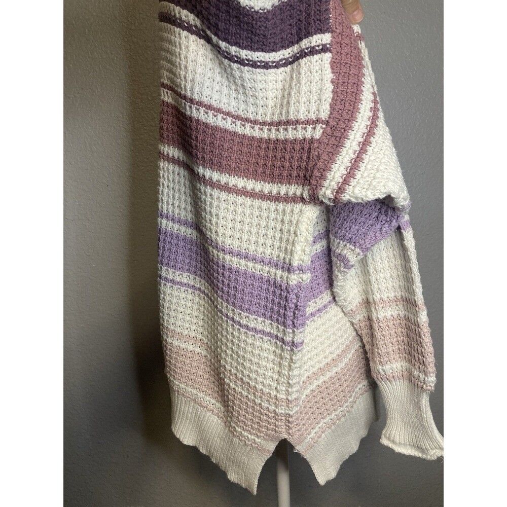 Aeropostale Oversized Sweater Coquette S Pullover Cream Purple Waffle Knit Comfy - Picture 4 of 9